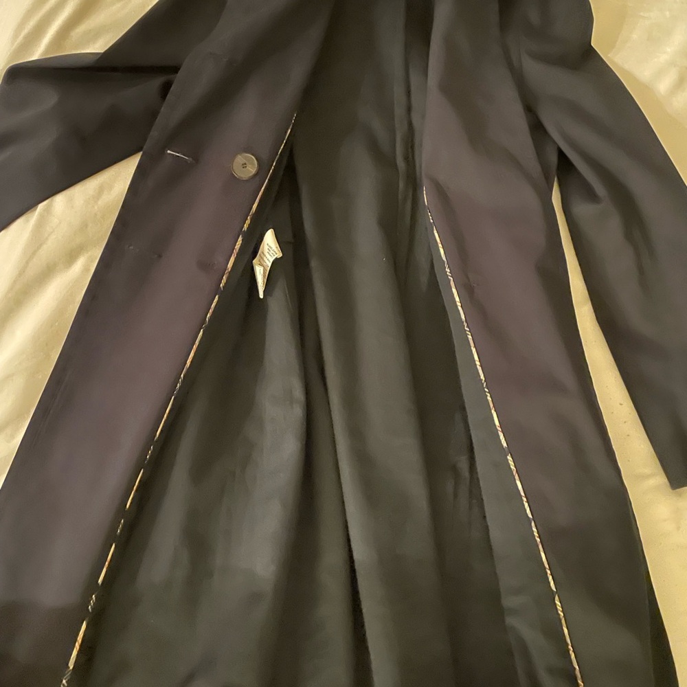 Gerard Darel Cotton Classic Trench Coat Navy Double Breasted Belted Lined - Picture 4 of 8